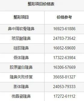 鼻子整容价格表,重塑自信,开启美丽人生之旅